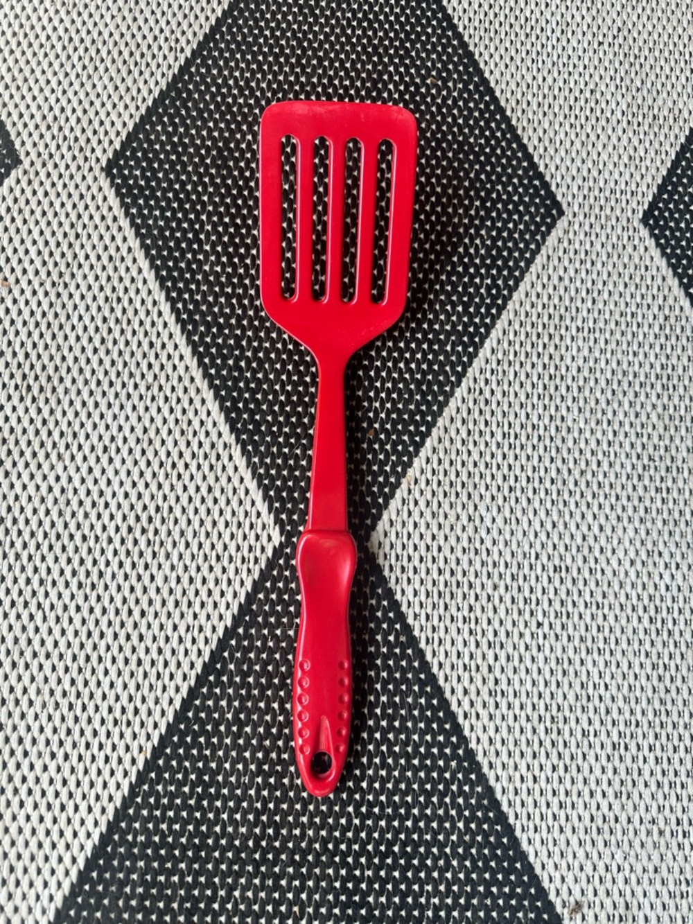 Vintage Red Plastic Slotted Spatula Turner